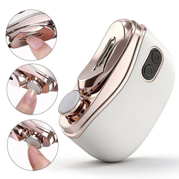 Electric Nail Clipper, 3-in-1 Rechargeable Automatic Nail Trimmer & Polisher with 2 Speeds, LED Light and Debris Storage, for Adults Seniors, White