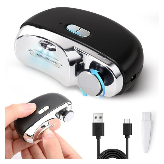 Electric Nail Clipper - 3 in 1 Fingernail Trimmer, Polisher & Clip Storage with LED Light, USB Rechargeable & 3 Speed Gears Automatic Safety Nail Cutter for Baby, Kids, Seniors, Caregivers (Black)