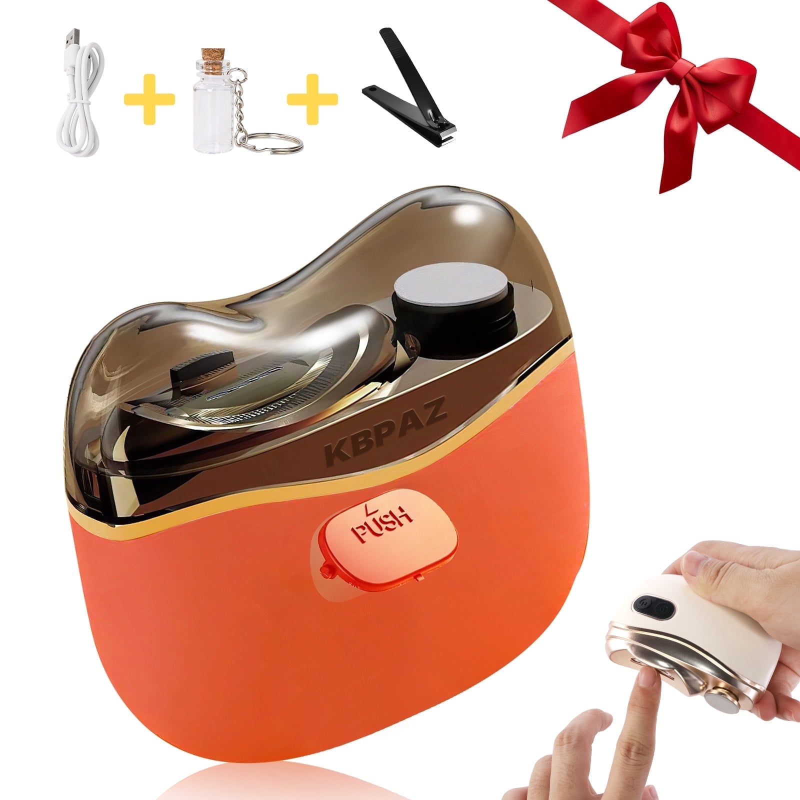 KBPAZ Electric Nail Clipper, Anti-Pinch Nail Trimmer and Polisher for Adults Seniors(Orange)