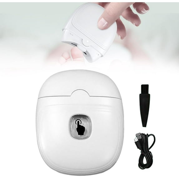 Electric Nail Clipper, Portable Automatic Nail Clippers, Rechargeable Nail Cutter Safety Fingernail Trimmer with Light and 2 Speeds for Baby Kids Adults Seniors, White