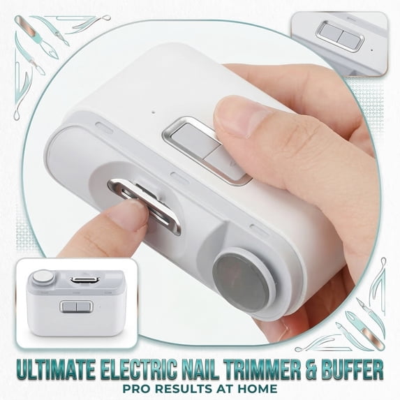 Electric Nail Clipper, Rechargeable Auto Trimmer, Dual Speed Setting, Nail Shaping Device, Personal Manicure, Light Gray Accents, 1 Pc Main Unit, Full Accessory Pack