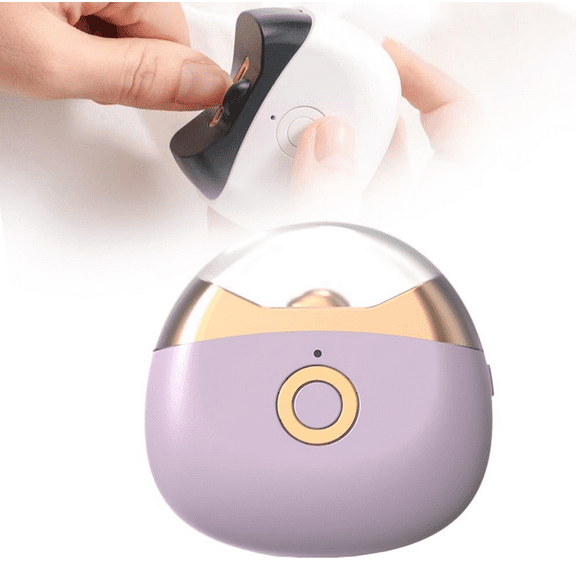 Electric Nail Clipper Set - 2026 Improved 2-in-1 Automatic with LED Light & Storage Box + Oblique Nail Clippers (Purple)