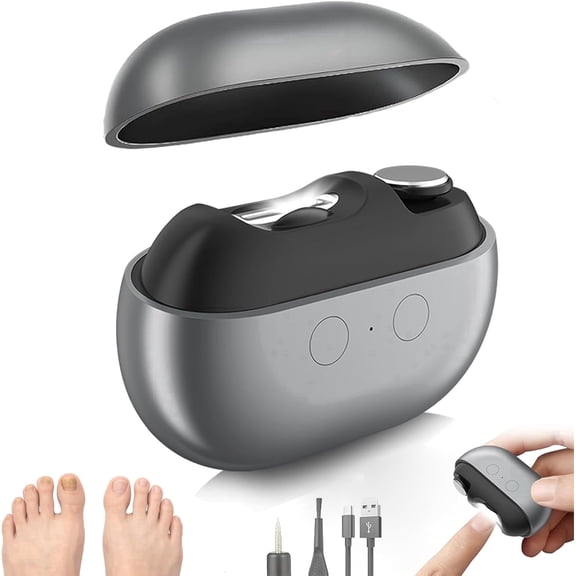 LAPTOM MAX Electric Nail Clipper with Polisher, 2-in-1 Automatic Nail Trimmer with LED Light, USB Rechargeable Nail Care Tool, Black