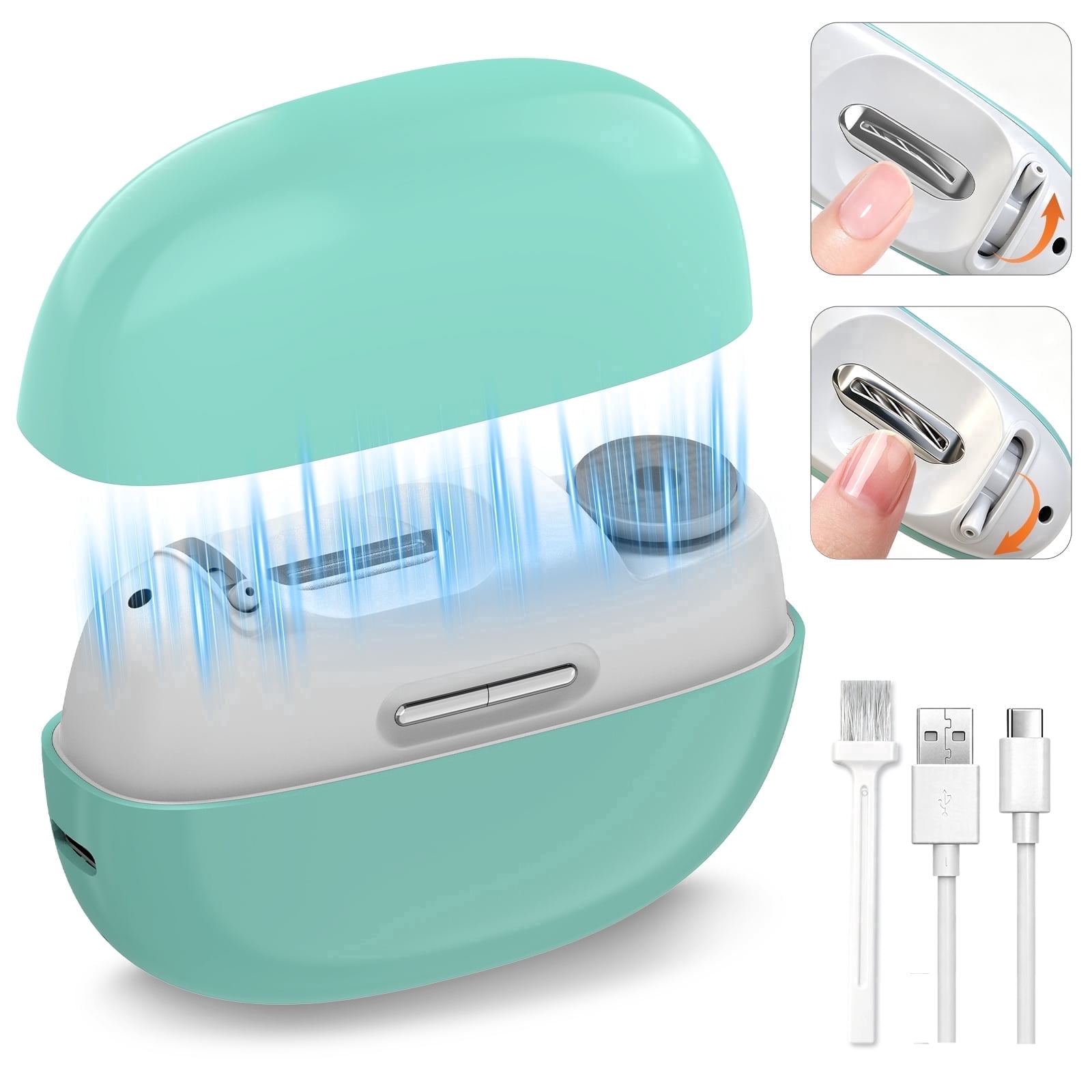 Electric Nail Clipper for Seniors, 2 Opening Sizes for Thick and Thin Nails, Fast & Safe Trimming Mint Green