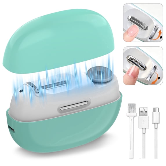 Electric Nail Clipper for Seniors, 2 Opening Sizes for Thick and Thin Nails, Fast & Safe Trimming Mint Green