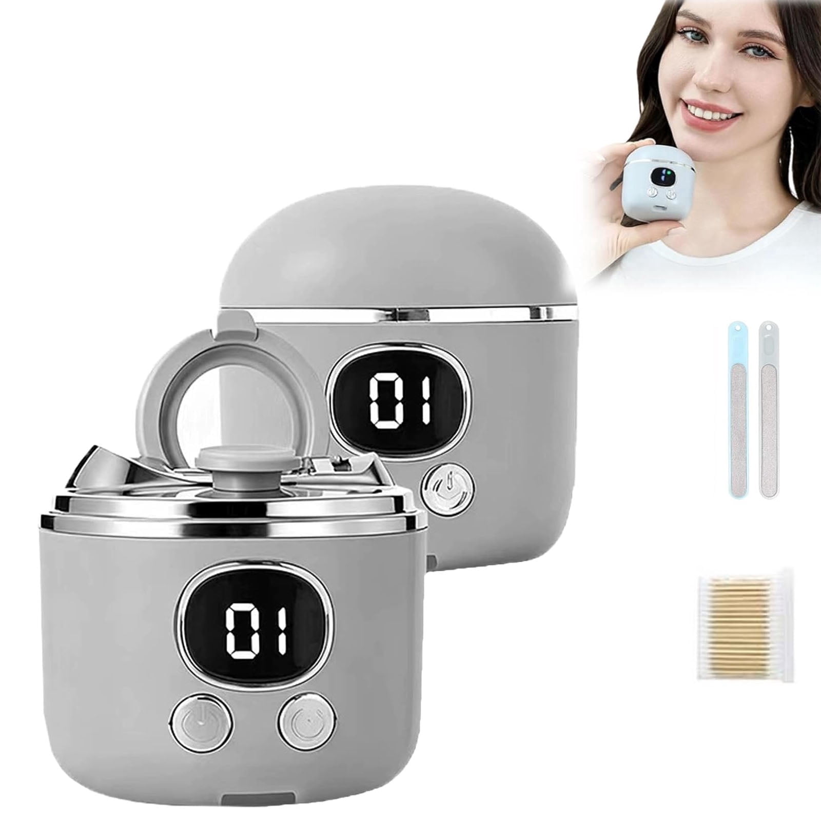 Electric Nail Clippers for Seniors with Magnifier, LED Light & Case - Rechargeable Automatic Trimmer/Polisher for Thick Toenails & Adults - Low Noise, Built-in Dust Collector