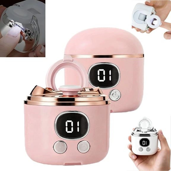 Electric Nail Clippers for Seniors with Magnifier, Portable Electric Nails Trimmer, Three Display Settings, Dual-Head Trimming, for Thick Toenails & Adults - Low Noise, Built-in Dust Collector