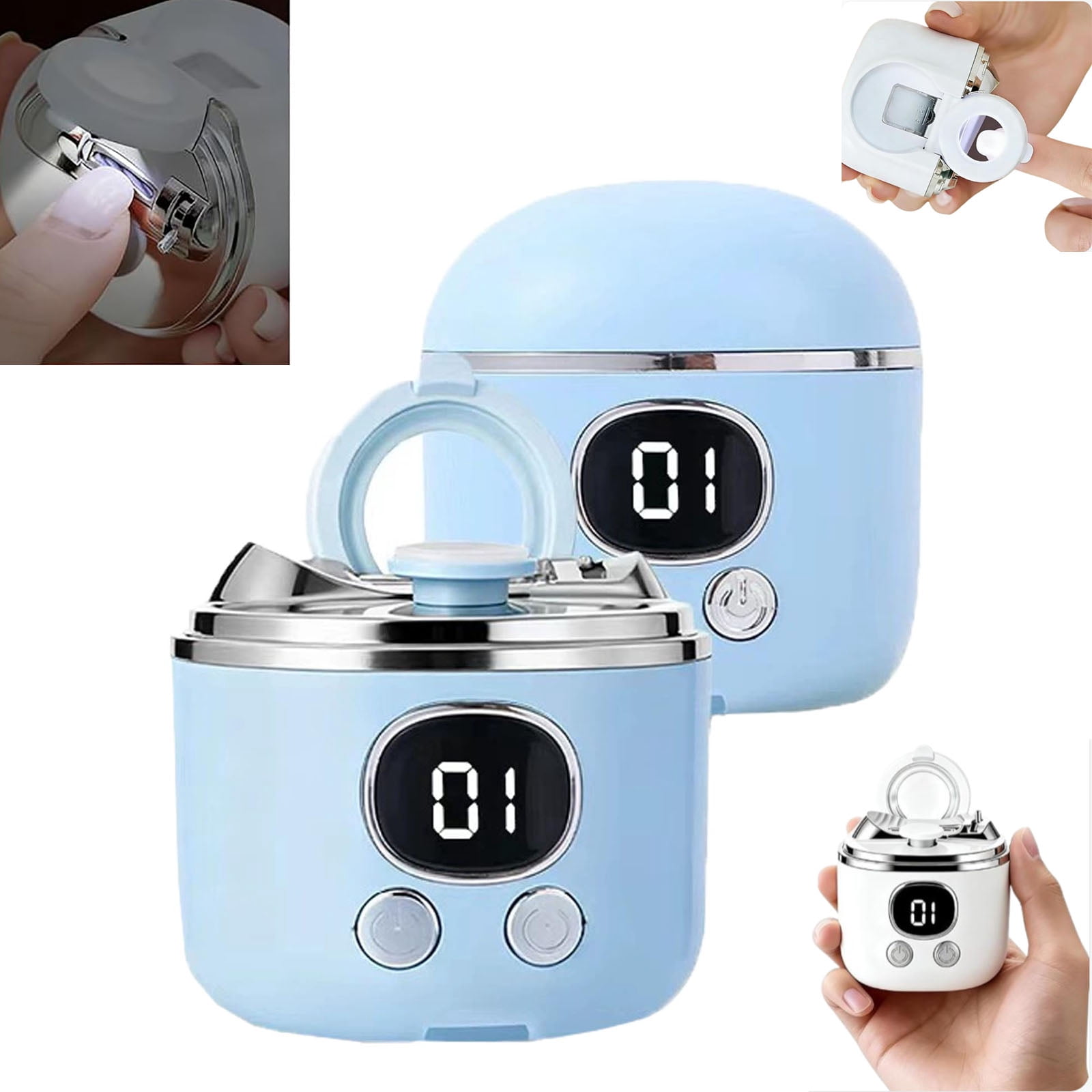 Electric Nail Clippers for Seniors with Magnifier, Portable Electric Nails Trimmer, Three Display Settings, Dual-Head Trimming, for Thick Toenails & Adults - Low Noise, Built-in Dust Collector