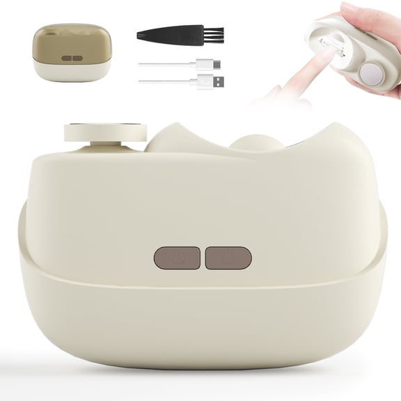 Electric Nail Clipper, 2 in 1 Automatic Nail Trimmer with Polishing, LED Light and Nail Scraps Storage, for Baby Seniors Adults