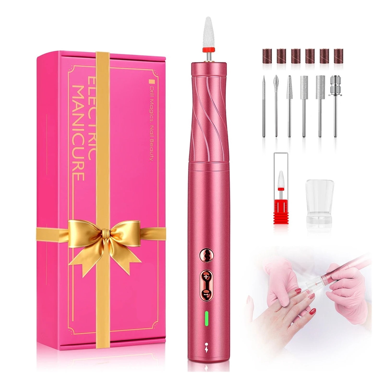 Electric Nail Drill 30000RPM with LED Light Manicure Machine Charging Nail File Polishing Nail Drill Pedicure Tools