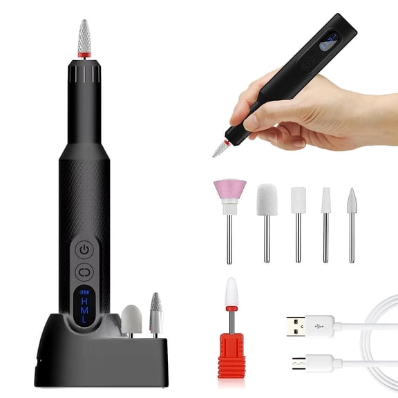 Electric Nail Drill, Cordless Electric Nail File ,Manicure Pedicure Kit for Acrylic,Gel Nails,Rechargeable Nail Drill,Professional Nail Grinder for Home Salon Use