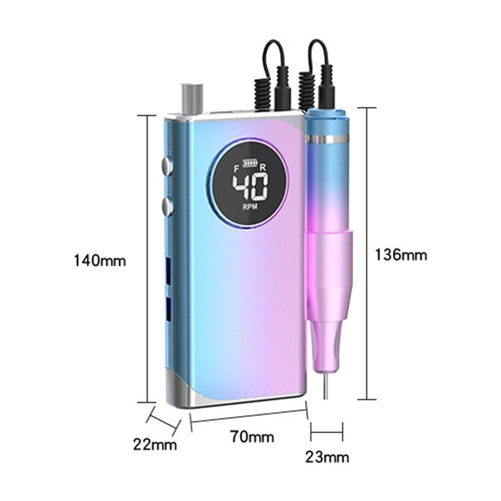 Electric Nail Drill Machine, 40000 Rpm Portable Professional Rechargeable Stable Low Noise Aluminum Alloy Nail Drills ,Low Noise