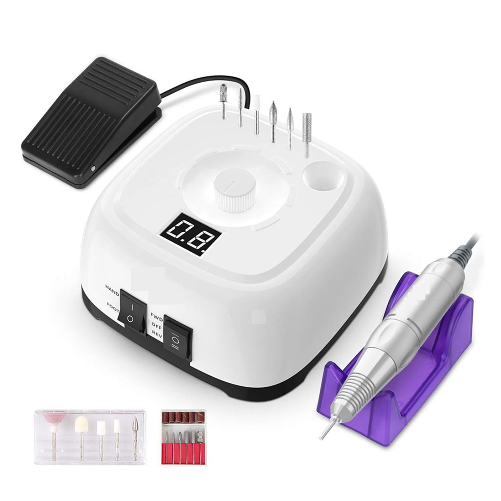 Electric Nail Drill Machine Kit With Foot Pedal For Acrylic Nails, Gel Nail Art Polisher, Professional Nail File Manicure ,Low Noise