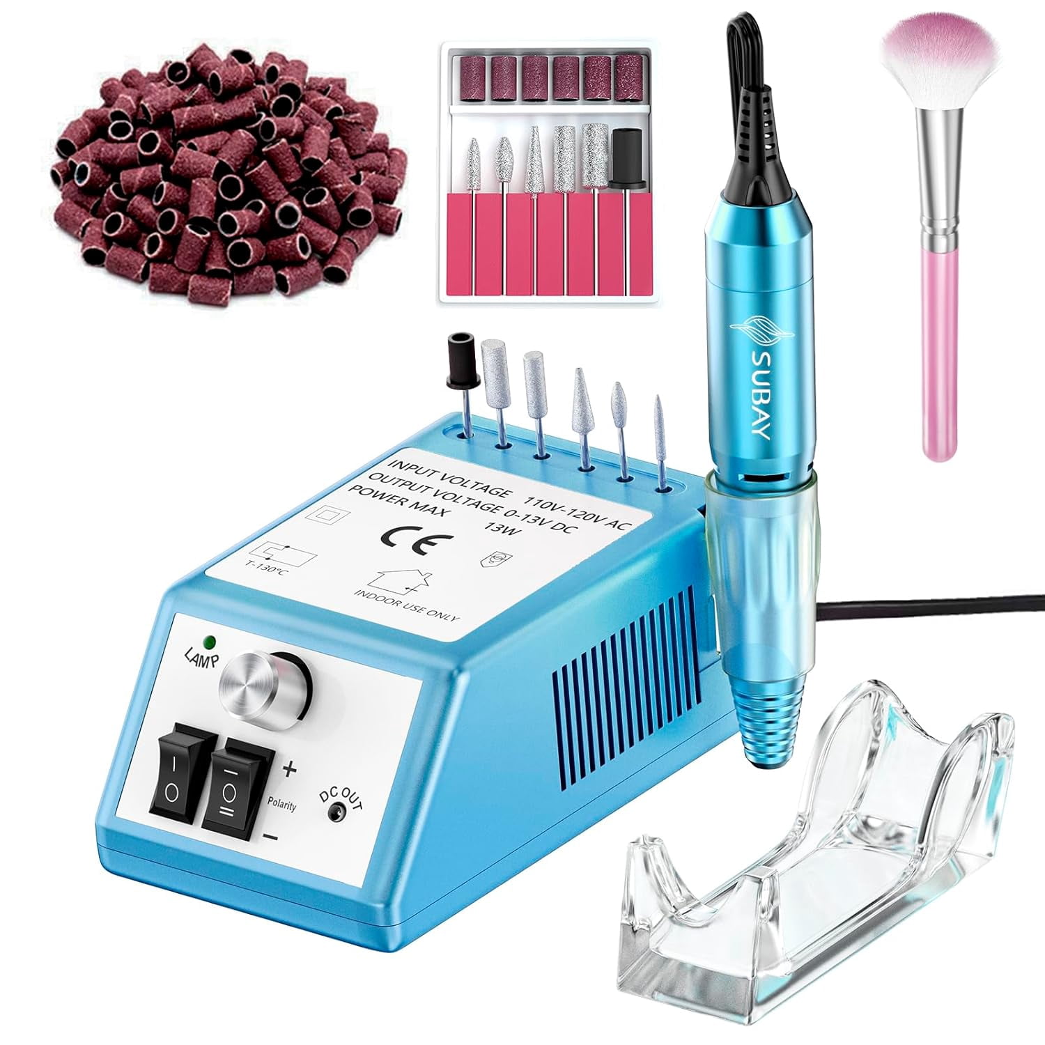 Electric Nail Drill Machine for Manicure Pedicure - 20000RPM Professional Nail File Kit with 1 Pack Sanding Bands - Low Noise Efile for Acrylic Nails - Home Salon Use