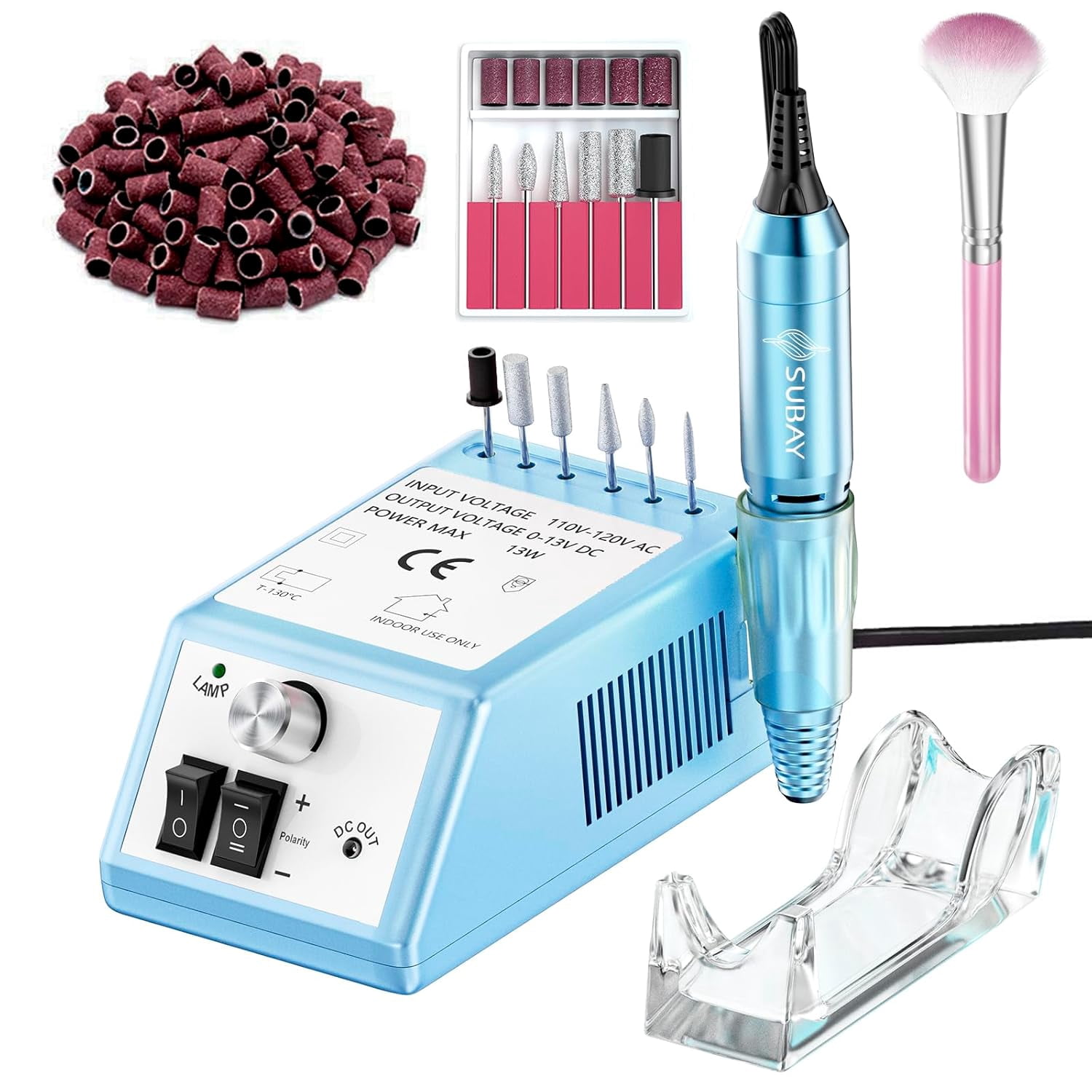 Electric Nail Drill Machine for Manicure Pedicure - 20000RPM Professional Nail File Kit with 1 Pack Sanding Bands - Low Noise Efile for Acrylic Nails - Home Salon Use