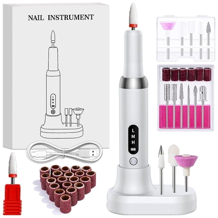 Electric Nail Drill Machine, Nail Drill Kit 35000 RPM Portable Nail Drill, Nail Polishing Machine Pedicure Set