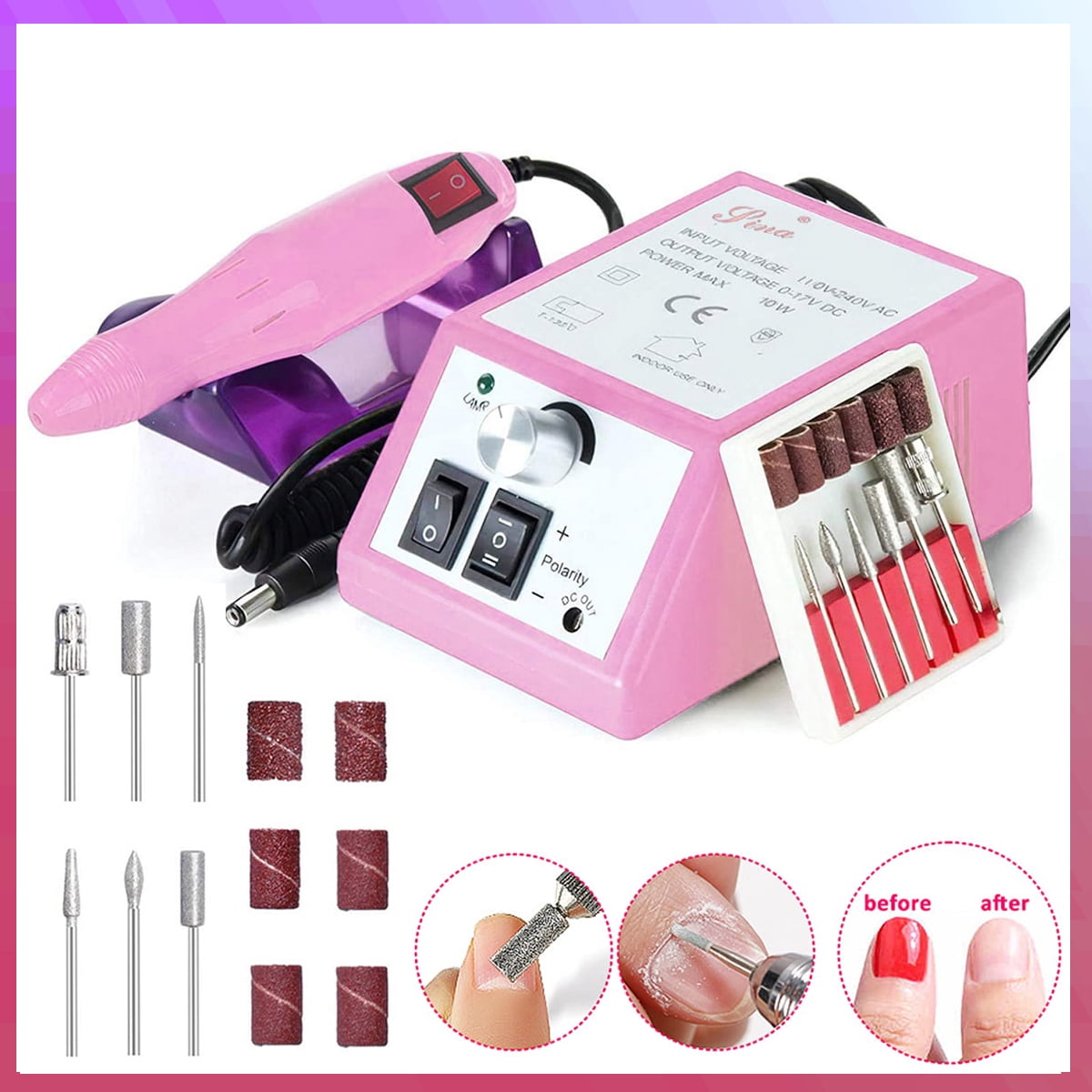 ZPL Electric Nail Drill Machine Set, Low Noise Nail File Gel