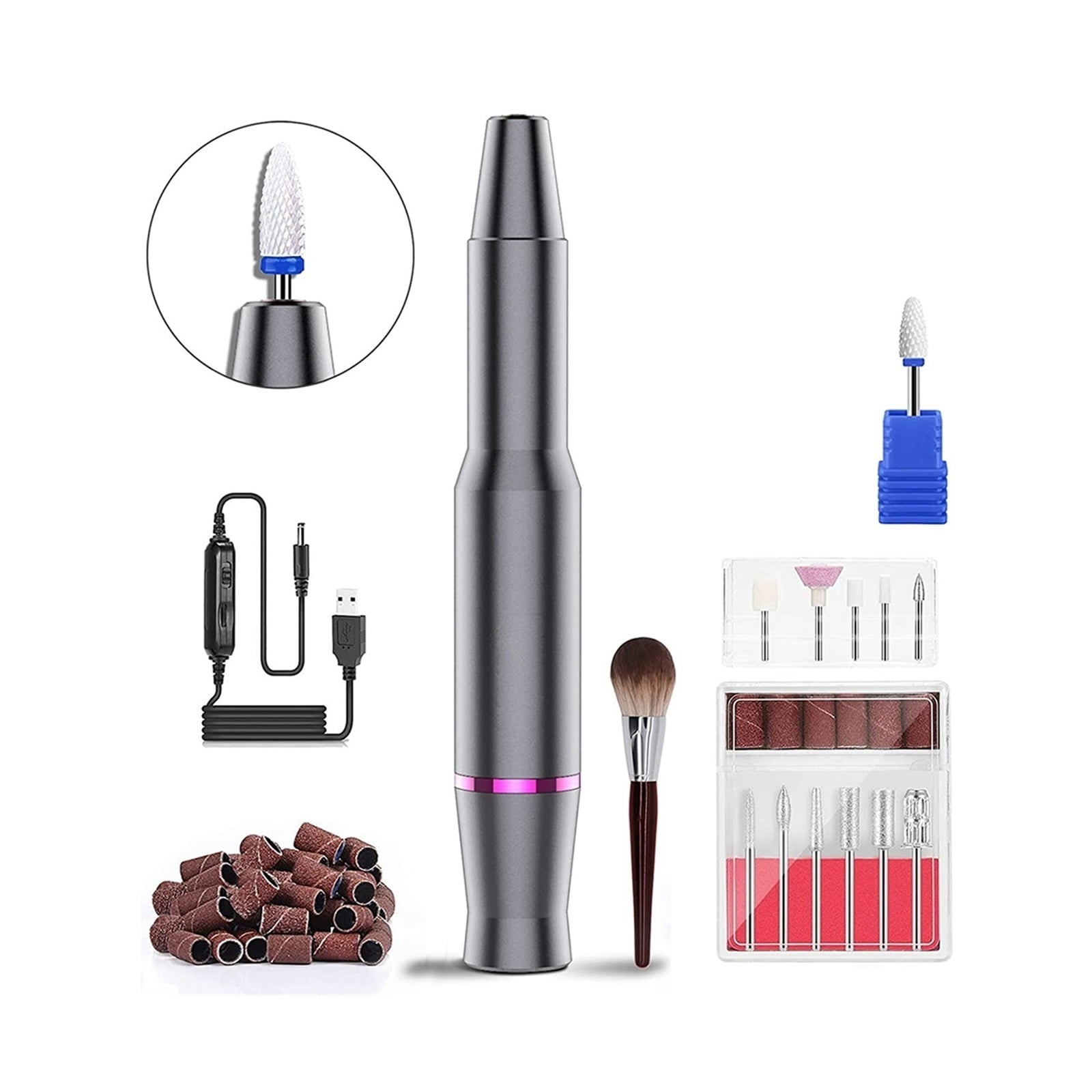 Electric Nail Drill Machine, Professional Manicure Set With Nails Drill Bits, Nail File Gel Polish Remover, Pedicure And Nail Tools ,Low Noise