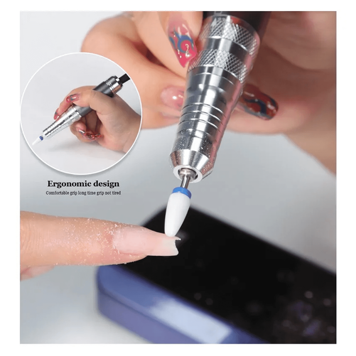 Electric Nail Drill Machine Professional Nail Drills for Gel Nails Polish Rechargeable Portable Nail File Manicure Tool