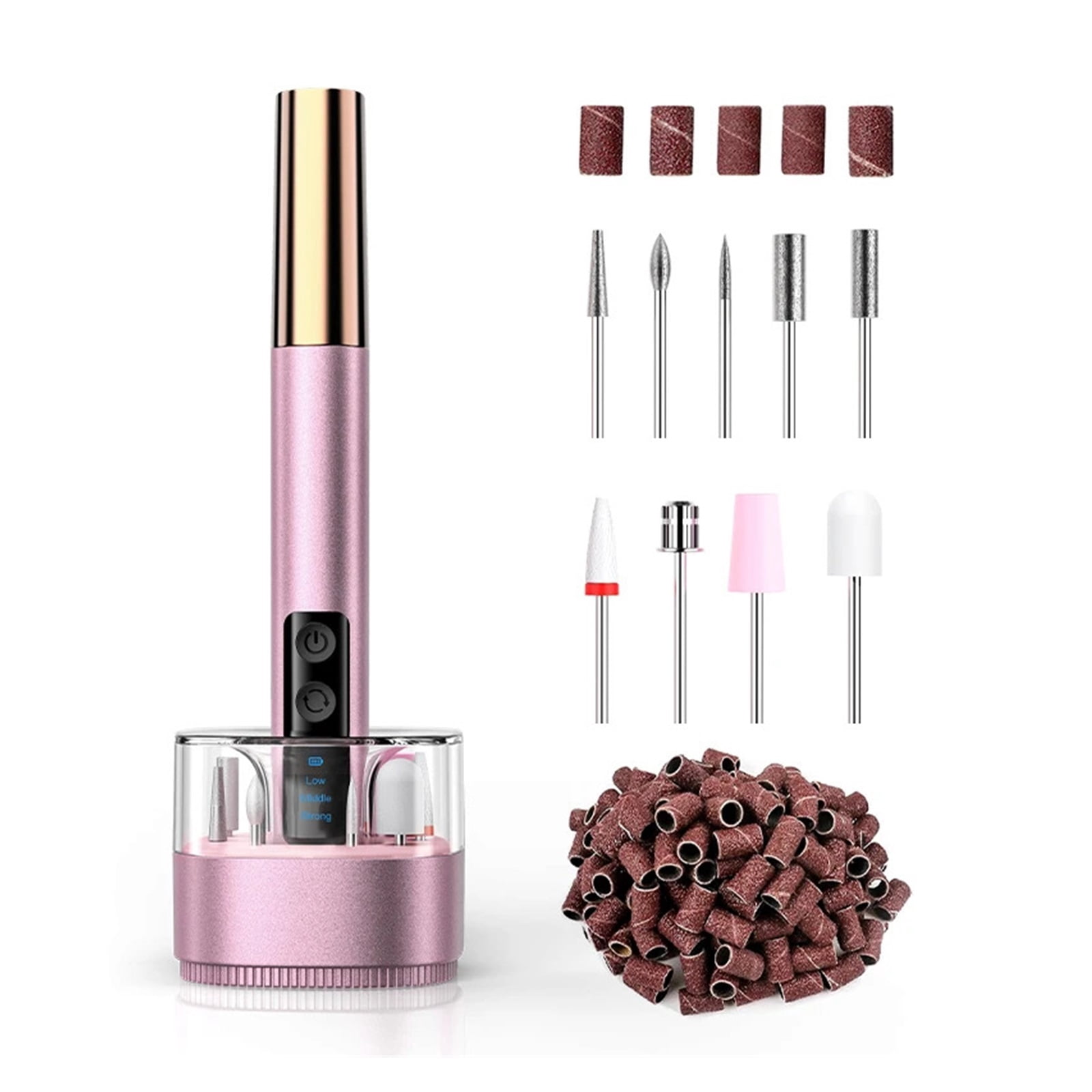 Electric Nail Drill Machine for Acrylic Gel Nails Manicure Pedicure Nail Polishing Tools Home Salon USB Rechargeable