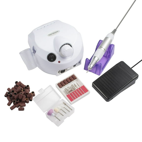 Electric Nail Drill Machine for Professional, Acrylic File Set with Sanding Bands Bits, White
