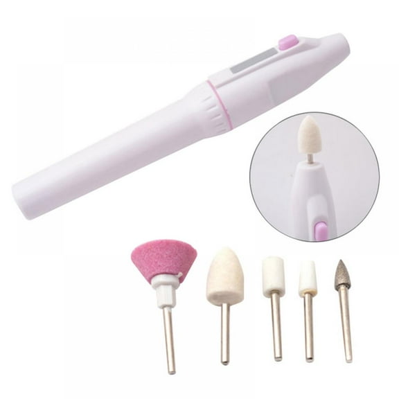 Electric Nail Drill Nails Art File Electric Manicure Set,Portable Nail Buffer Fingernail Grinder Kit Multi-function Natural Toe Nail Polisher Grinding Burnishing Machine for Home Salon (5 in 1)