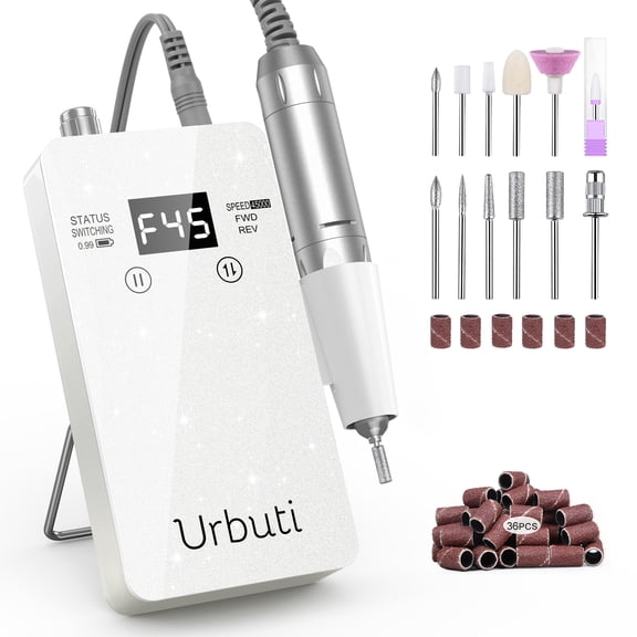 Electric Nail Drill Professional 45000RPM, Cordless Rechargeable Efile Kit Portable Electric Nail File for Acrylic Nails Gel Polishing Removing Nail Drill Machine for Manicure Salon Home, White