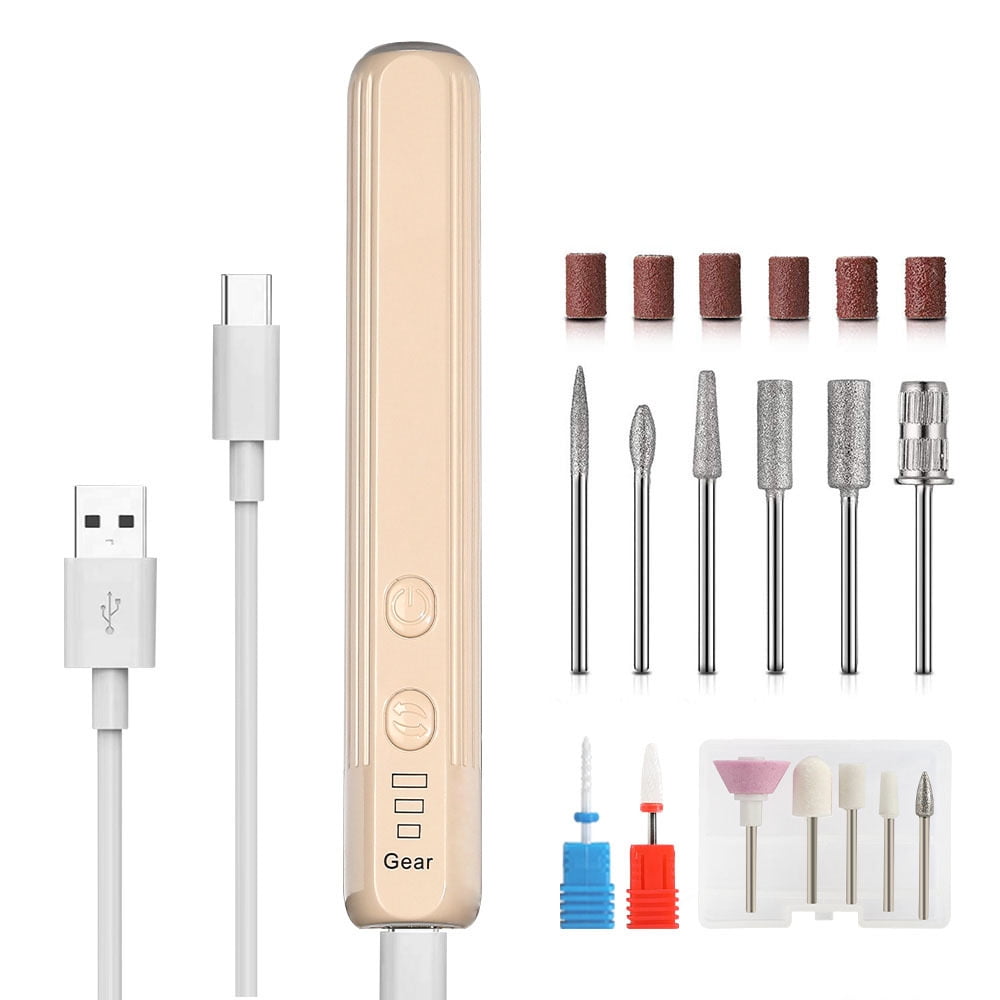 Electric Nail Drill, Professional Manicure Pedicure Kit, Cordless Electric Nail File Set, Rechargeable Pedicure Tools for feet, 3 Speeds Hand Foot Care Nail Drill for Thick Nail Toenail Cuticle