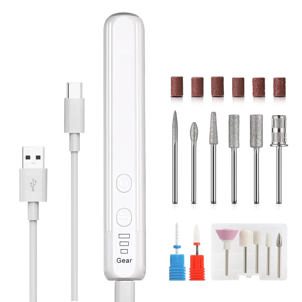 Electric Nail Drill, Professional Manicure Pedicure Kit, Cordless Electric Nail File Set, Rechargeable Pedicure Tools for feet, 3 Speeds Hand Foot Care Nail Drill for Thick Nail Toenail Cuticle