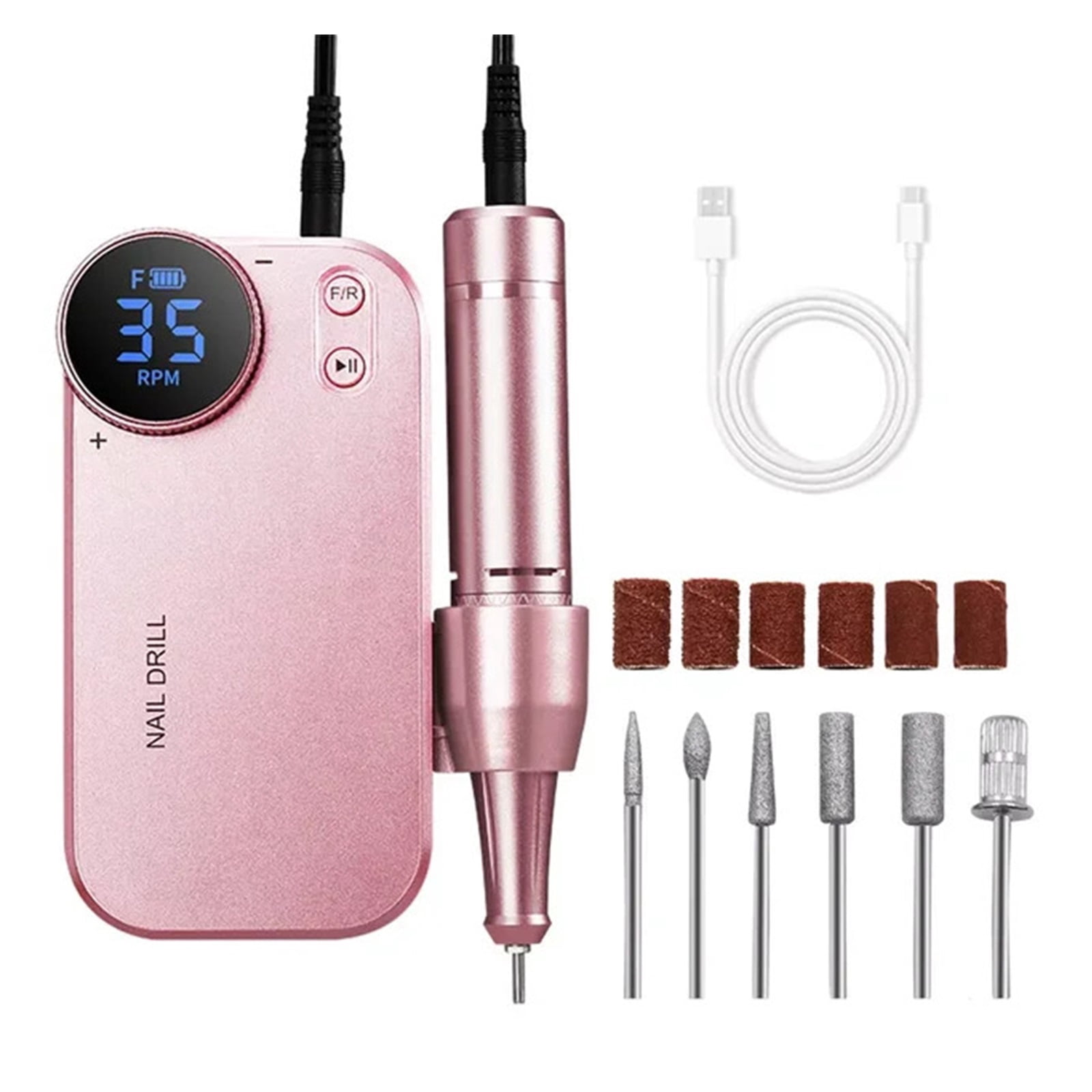Electric Nail Drill Professional Nail Drill Kit for Acrylic Gel Nails Tools, Rechargeable Portable Nail File Manicure Pedicure