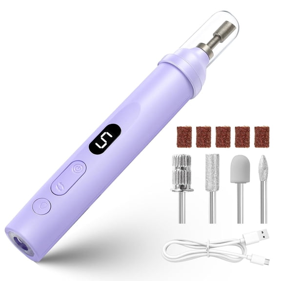 Electric Nail File, Rechargeable with 2000mAh Battery, 5 Speeds & LED Light, Professional Set with 8 Bits, for Nail Salon and Home Use