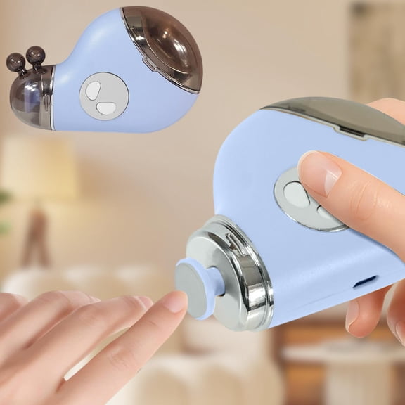 Electric Nail File Trimmer - Snail Shape Automatic Nail Clipper with 3 Speeds and Light, USB Rechargeable Nail Grinder Polisher for Toenails Fingernails, Safe Quiet Nail Care Tool