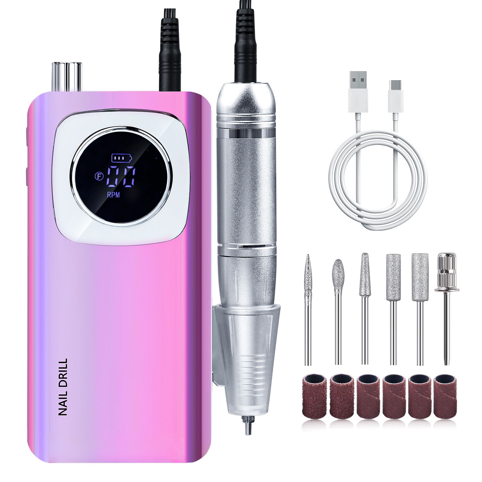 Electric Nails Drill Machine 45000RPM Nails Drill Nails File Manicures Low Noise