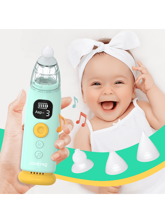 Electric Nasal Aspirator for Baby, Automatic Toddler Nose Sucker, Infant Snot Cleaner with Adjustable Suction Level, Music and Light Soothing Function