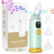 Cshidworld Nasal Aspirator for Baby, Electric Nose Aspirator for Toddlers, Waterproof Baby Nose Sucker with 3 Silicone Tips, 3 Adjustable Suction Level, Music and Light Soothing Function,Green