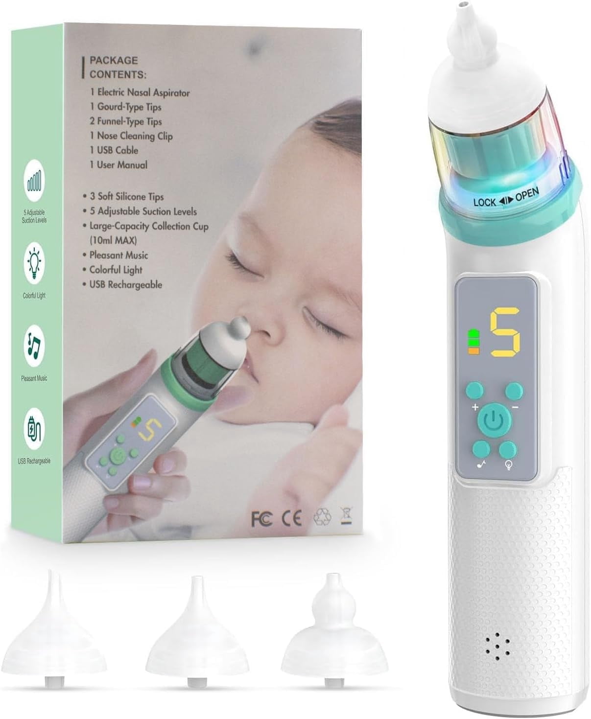 Electric Nasal Aspirator for Baby, Rechargeable