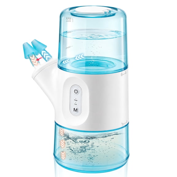 Electric Nasal Irrigation Device 300ml Sinus Washer, Automatic Waste Collection, 2 Modes Adjustable Pressure, IPX7 Waterproof Rechargeable Neti Pot for Allergy Relief Sinus Care