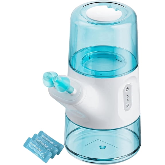 Electric Nasal Irrigation System 300ml Sinus Rinse Machine, Automatic Waste Collection, Adjustable Flow, IPX7 Rechargeable Nasal Washer for Sinus, Allergy Relief, Congestion, Dry Nose