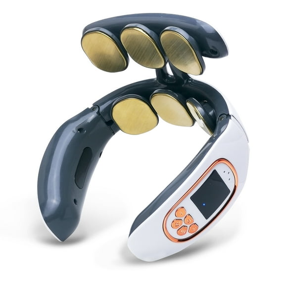 Electric Neck Massager with Heat - Intelligent Pulse Neck and Shoulder Pain Relief Massager Cordless Deep Tissue Trigger Point Massager for Women and Men (6 Pads)