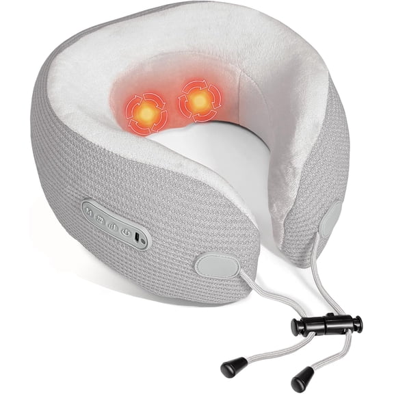 Electric Neck Massager,Portable Travel Pillow with Massage and Heat,Rechargeable vibrating Neck Pillow Massager,Perfect for Pain Relief at Home,Office,Travel,Fathers Day Gift Ideas from Daughter Son