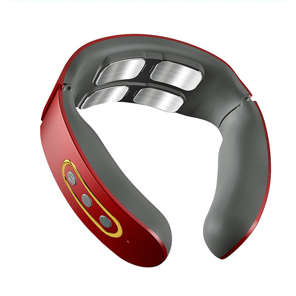 Electric Neck Shoulder Pulse Massager Kneading 4 Head TENS Magnetic Pulse Heating Cervical Vertebra Relax Pain Relief Massage