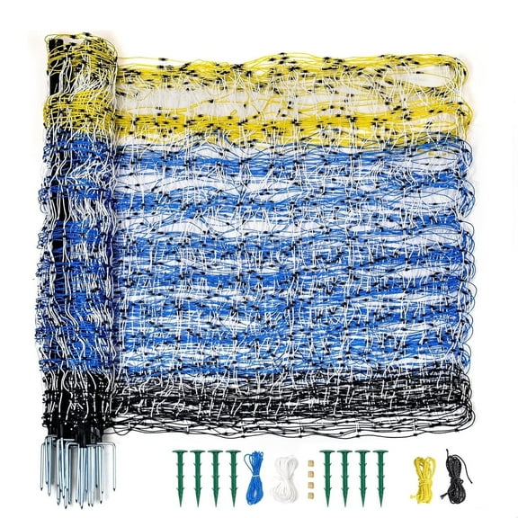 Electric Netting Fence Mesh Kit Sheep Fencing 35"H x 164'L with Posts Spike