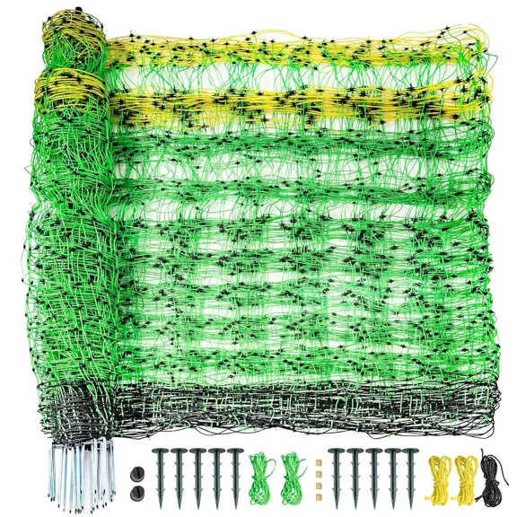 Electric Netting Fence Mesh Kit Sheep Fencing, 49.6" H x 164' L with Posts Spike