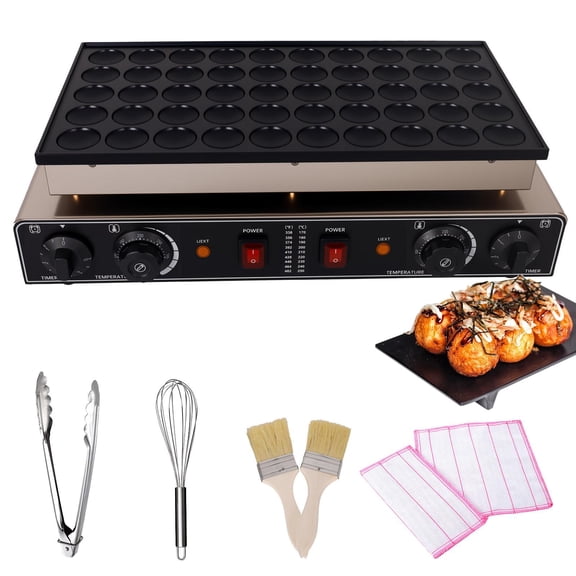 Electric Nonstick 1800W Stainless Steel Commercial 50 Holes Waffle Maker Machine with Temp & Time Control Separate Control Mini Pancake Baker Mini Dutch Pancake Maker Machine for Home