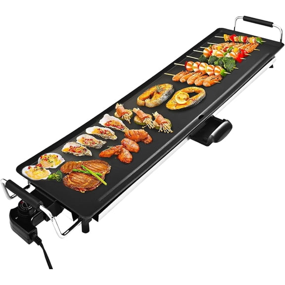 Electric Nonstick Extra Larger Griddle Grill-35" Teppanyaki Grill BBQ with Adjustable Temperature &Insulated Handles for Indoor/Outdoor