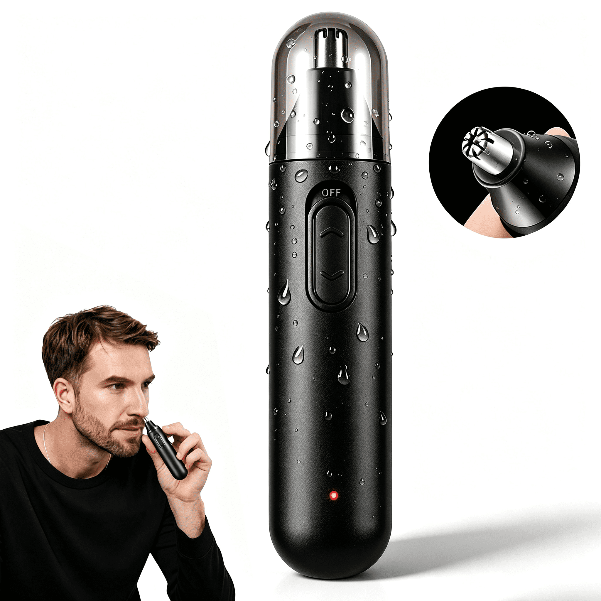 Electric Nose Hair Trimmer for Men Women, Cordless Ear Hair Trimmer with Dual Edge Blades, Waterproof Rotary Facial Hair Remover, Easy Clean Personal Grooming Tool