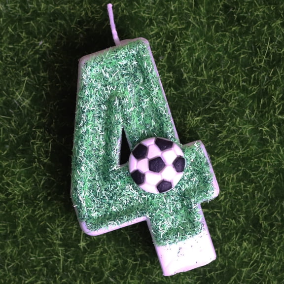 Electric Number Candle for Soccer Fan Party, Creative Football Themed Digital LED Birthday Candle, Cake Topper Decoration for Children Birthday Celebration，D