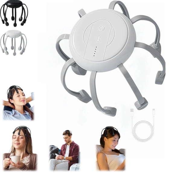 Electric Octopus Scalp Massager, Cordless 360‑Degree Kneading & Vibration Massager with Multiple Modes