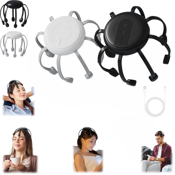 Electric Octopus Scalp Massager, Cordless 360‑Degree Kneading & Vibration Massager with Multiple Modes