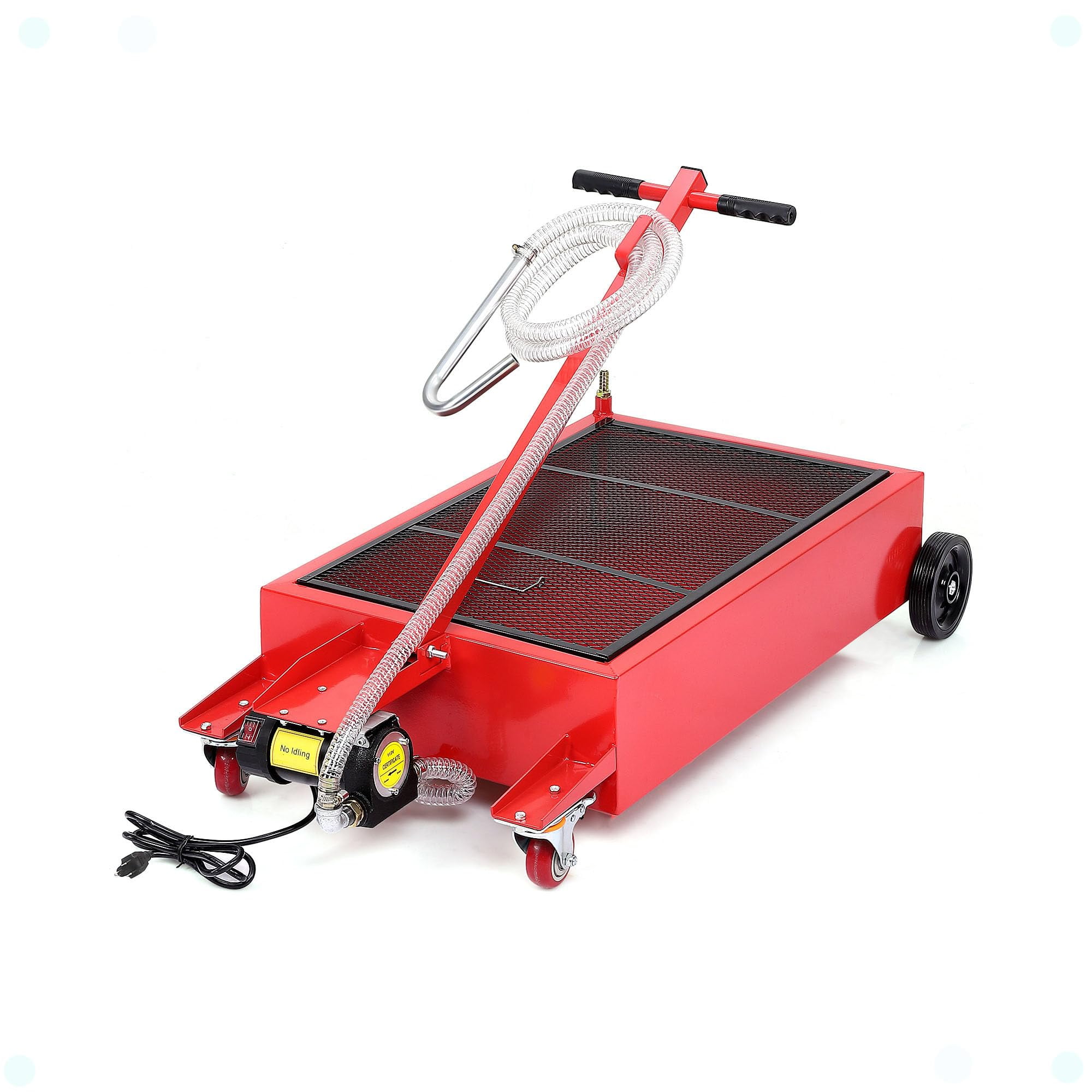 Electric Oil Drain Pan with 110V Pump & 8 Ft Hose, Low Profile & T Folding Handle Oil Drain Cart for Truck Cars SUVs